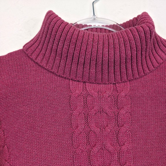 LL Bean Sweater Womens XL Purple Turtleneck 3D Cable Knit Fisherman Classic VTG - Picture 8 of 16